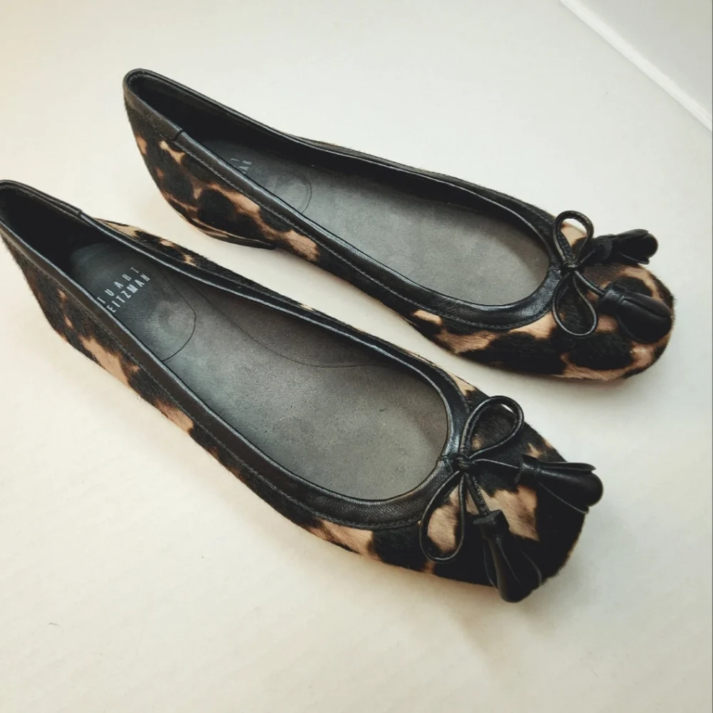 🌸Stuart Weitzman‎ Leopard Print Ballet Flats with Bow 7